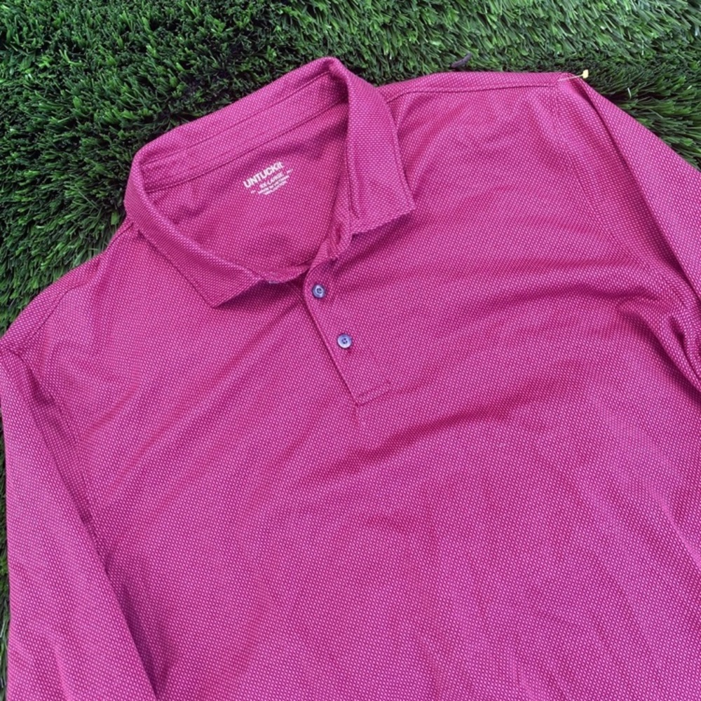UnTuckit Damaschino Diamond Birdseye Long Sleeve Polo Shirt Size XXL